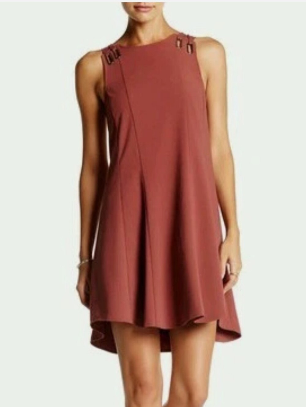 Free People Dress Size M Red Brown Mini Cut Out Back Boho Summer Vacation Retro